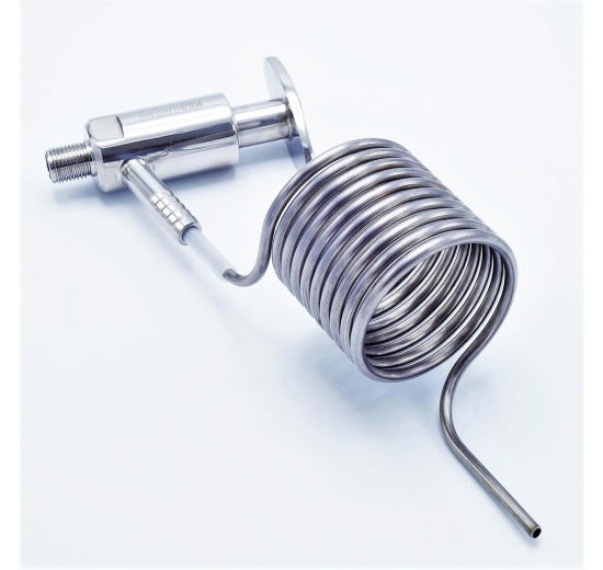 spiral to calm down the beverage sample + stainless steel sampling valve