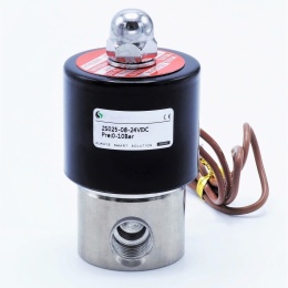 Stainless steel solenoid valve 2/2, G 1/4" DC24V, NC