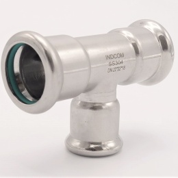 T Piece, Press Fittings, reduced F/F/F 22_18_22, stainless steel