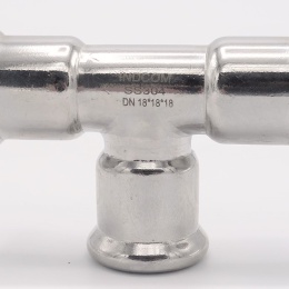 T Piece, Press Fittings, F/F/F 18 mm, stainless steel