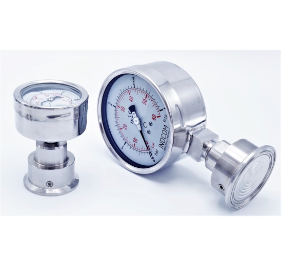 Pressure gauge with a separating membrane as specified by the customer