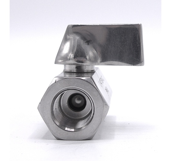 MINI nerezový kulový kohout s redukovaným průtokem, jednodílný, závitový, nerez páčka | 1/4” stainless steel lever