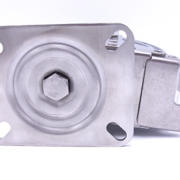 Transport casters, swivel, with brake, stainless steel, diameter 150 mm