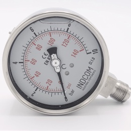 Stainless steel pressure gauges - the bottom (radial) connection, dial 100 mm | -1/ 1.5 bar (1/2")
