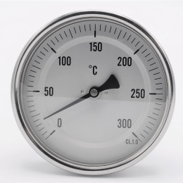 All-stainless steel bimetal thermometer with immersion shaft in well | 0-300 ℃, 150 mm