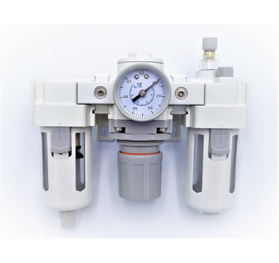 Combined units for compressed air treatment (filter + regulator + lubricator)