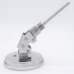 All-stainless steel bimetal thermometer with immersion shaft, threaded - angle connection