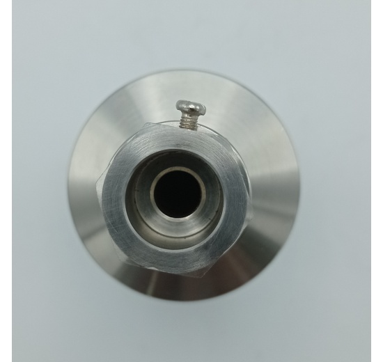 detail of folded stainless steel thermometer well