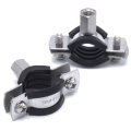 Pipe Clamp with Rubber EPDM, two screw, stainless steel DIN 1.4301, M8 _ 18-24 mm