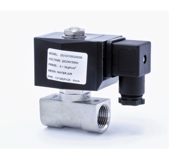 Stainless Steel Solenoid Valve 2/2, G 1/2" DC24V, NC