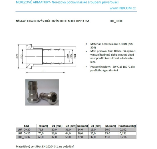 Liner Hose Fitting DIN 11851