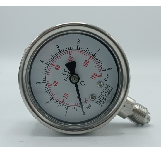 Stainless steel pressure gauges - the bottom (radial) connection 0 - 8 bar (1/4”)
