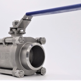 Stainless steel ball valve with full bore, three- pieced, welded |2 1/2"