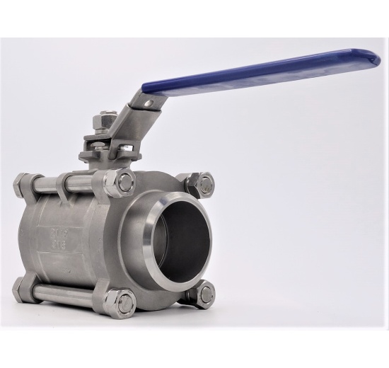 Stainless steel ball valve with full bore, three- pieced, welded |2 1/2"