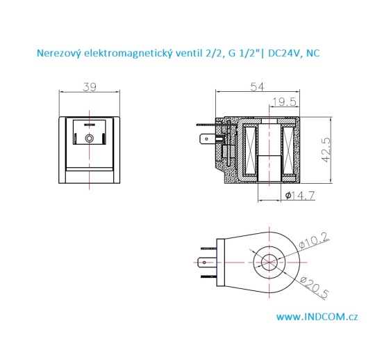 Stainless Steel Solenoid Valve 2/2, G 1/2" AC230V, NC