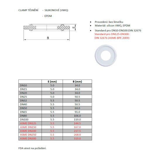 spare silicone Clamp gasket- diameters