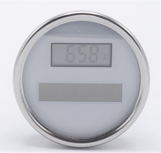 All-stainless steel thermometer, digital, solar