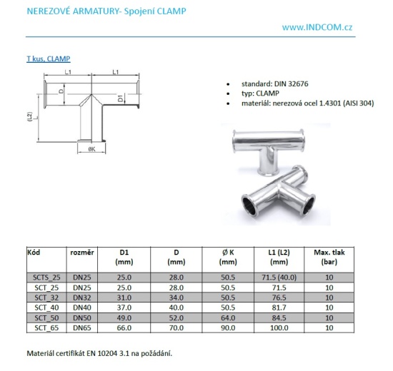 T Piece, clamp | short DN25