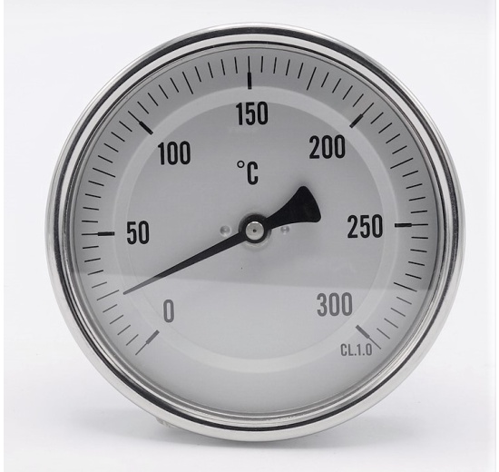 All-stainless steel bimetal thermometer with immersion shaft, threaded | 0-300℃ (1/2”) 150 mm