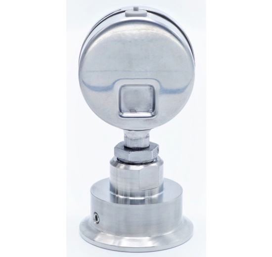 manometr s oddělovací membránou, rozsah měření 0-2.5 bar, clamp límeček 64 mm, číselník tlakoměru 63 mm