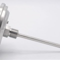 All-stainless steel bimetal thermometer with immersion shaft, threaded