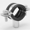 Pipe Clamp with Rubber EPDM, two screw, M8/M10, galvanized | 26-30 mm