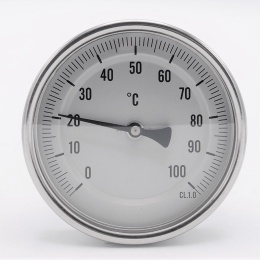 All-stainless steel bimetal thermometer with immersion shaft, threaded | 0-100℃ (1/2”) 150 mm