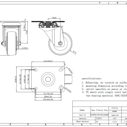 Transport Casters, swivel, stainless steel, diameter 75 mm