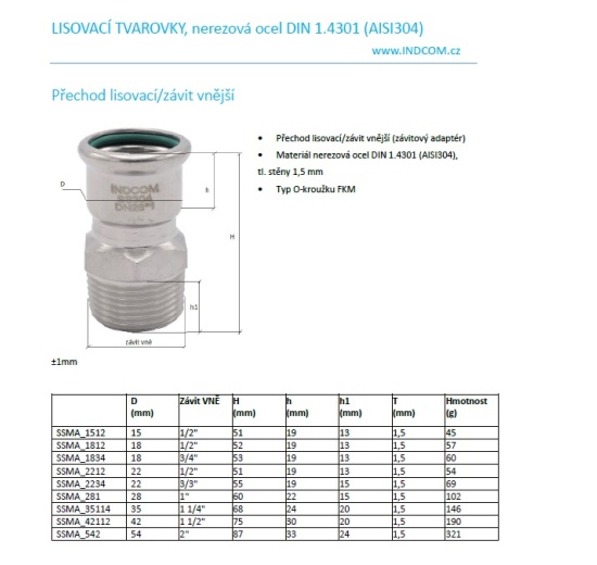 Pressing Reducer Stainless Steel / external thread (threaded adapter)