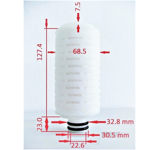diameters of the filtrating cartridge
