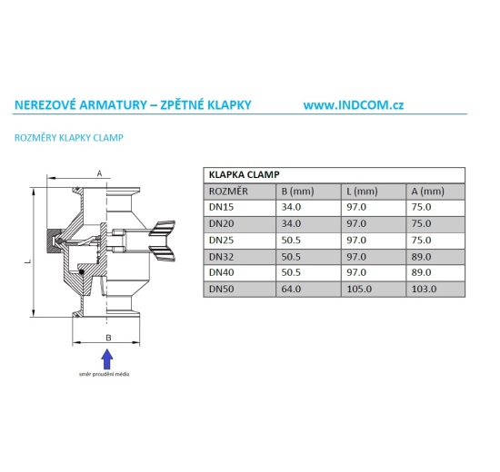Check Valve, CLAMP C-C DN40