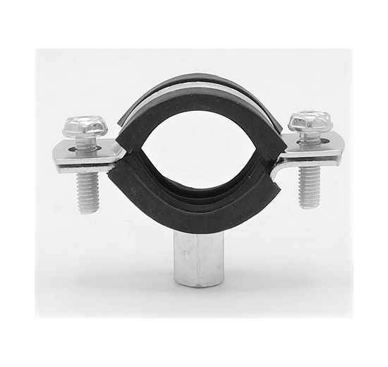 Pipe Clamp with Rubber EPDM, two screw, M8/M10, galvanized 26-30 mm