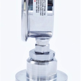 nerezový tlakoměr s oddělovací membránou, clamp připojení, rozsah měření 0-1 bar, límeček 64 mm