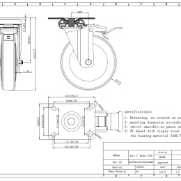 transport casters, swivel, stainless steel, diameter 125mm