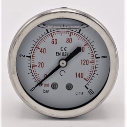 Stainless steel pressure gauges - the back (coaxial) connection 0 - 10 bar 1/4”