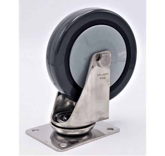 Transport casters, swivel, stainless steel, diameter 125mm