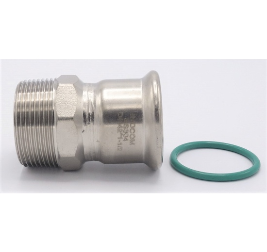 Pressing Reducer Stainless Steel /external thread (threaded adapter) |42 mm_1 1/2"