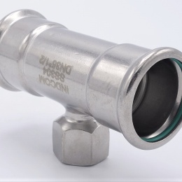 T-kus, nerezový, lisovací F/F(závit vnitřní)/F 35_1/2"_35