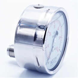 Stainless steel pressure gauges - the back (axial) connection, dial 100 mm | 0 - 4 bar (1/2")
