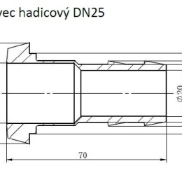 hadicový nástavec s kuželovým hrdlem DN25 rozměry