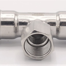 T-kus, lisovací F/F(závit vnitřní)/F 22_1/2"_22, nerez