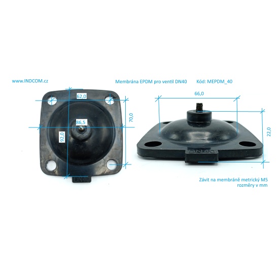 Diaphragm Silicone (VMQ) for the valve DN40