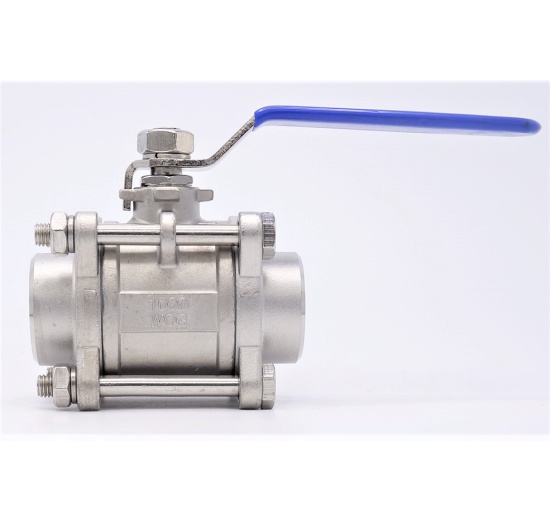 Stainless steel ball valve with full bore, three- pieced, welded DN40 (49x4mm)