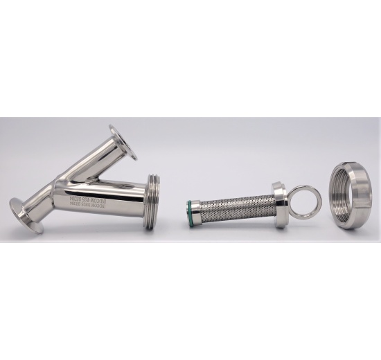 Stainless steel Y-filter, use for viticulture, brewing, dairy production