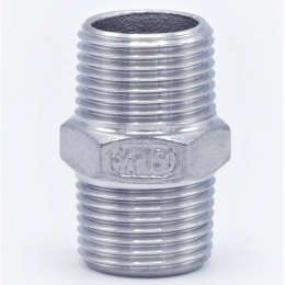 stainles steel Barrel Nipple With Hexagon / type 340, 3/8"