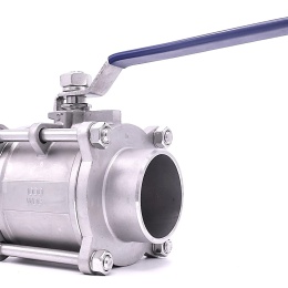 Stainless steel ball valve with full bore, three- pieced, welded | 3"
