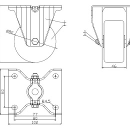 Transport caster 80mm stainless steel