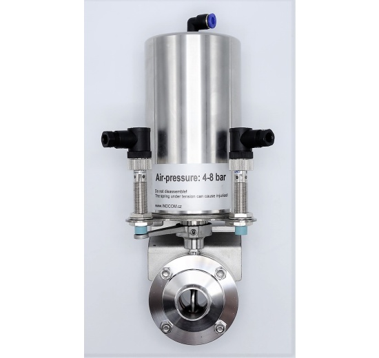 Nerezové klapky přímé, navařovací (S-S), pneumaticky ovládané