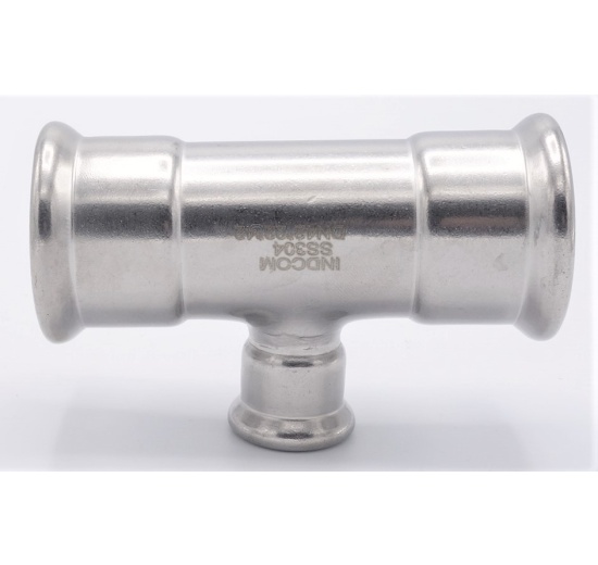 T Piece, Press Fittings, reduced F/F/F 42_22_42, stainless steel