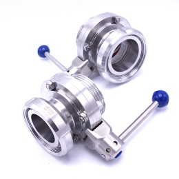 Stainless steel butterfly valves with sanitary union DIN 11851
